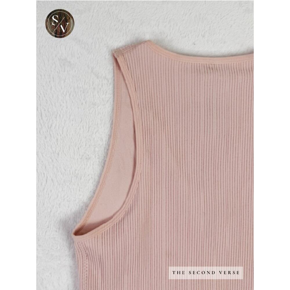 NWT Garage Stella Seamless Crop V-Neck Plunge Tank Top Light Pink Medium - Picture 7 of 8